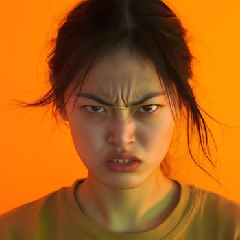 Angry Serious Asian Woman Emotional Lady Portrait