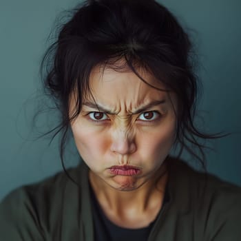 Angry Serious Asian Woman Emotional Lady Portrait