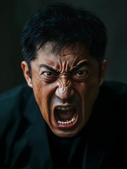 Angry Asian Man Emotional Guy Portrait
