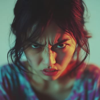 Angry Serious Asian Woman Emotional Lady Portrait