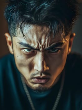 Angry Asian Man Emotional Guy Portrait