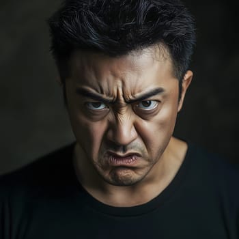 Angry Asian Man Emotional Guy Portrait