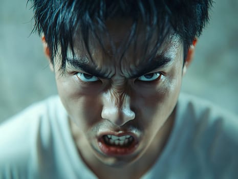 Angry Asian Man Emotional Guy Portrait