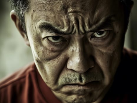Angry Asian Man Emotional Guy Portrait