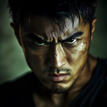 Angry Asian Man Emotional Guy Portrait