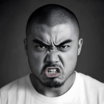 Angry Asian Man Emotional Guy Portrait