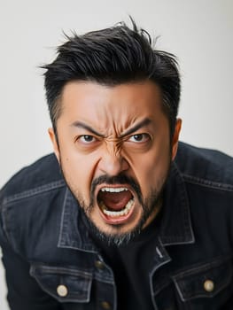 Angry Asian Man Emotional Guy Portrait