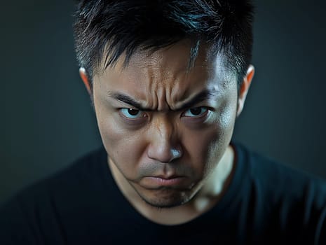Angry Asian Man Emotional Guy Portrait
