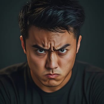 Angry Asian Man Emotional Guy Portrait