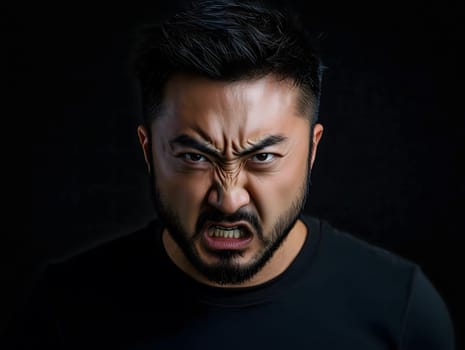 Angry Asian Man Emotional Guy Portrait