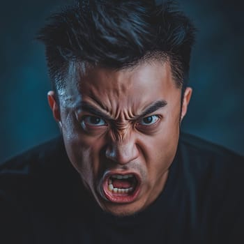 Angry Asian Man Emotional Guy Portrait