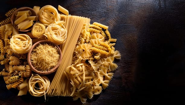 many different kinds of pasta, AI generated image
