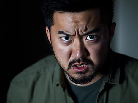 Angry Asian Man Emotional Guy Portrait