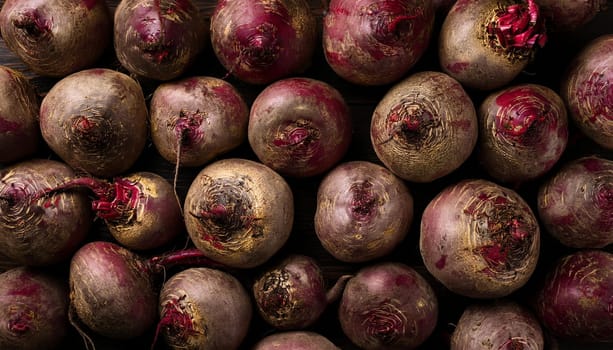 beetroots vegetables flat view, AI generated image