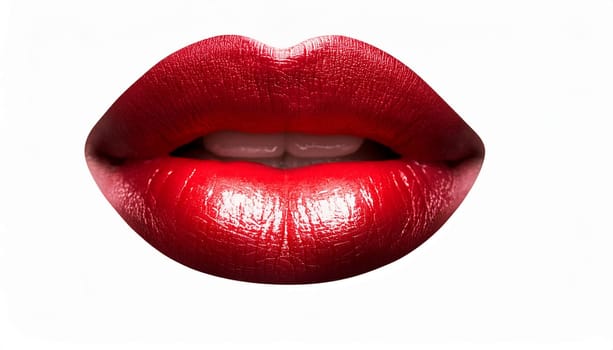 gorgeous young woman glossy red lips, AI generated image