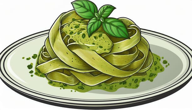 tagliatelle al pesto pasta, AI generated image