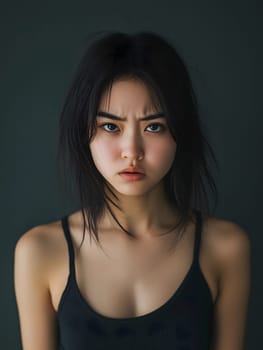 Angry Serious Asian Woman Emotional Lady Portrait