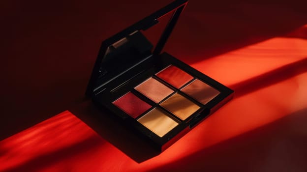 Chic silhouette of a makeup palette with sleek, modern packaging.