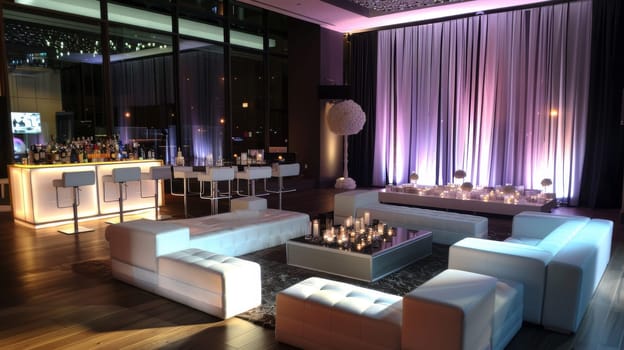 Clean and contemporary party setup with minimalist accents