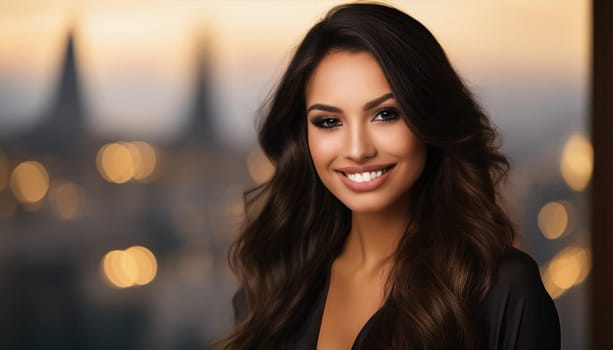 pretty young woman smiling, AI generated image