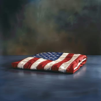 Clean and simple representation of a folded flag on a table.