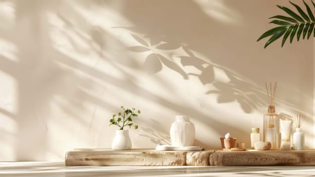 Copy space harmoniously incorporated into the design of self-care arrangement
