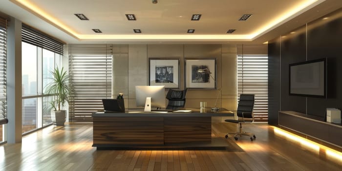 Corporate environment with sleek office items.