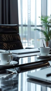 Professional business setting with sleek office items.