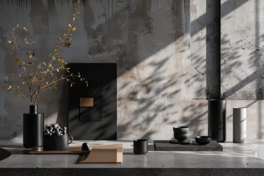 Refined mockup setup adorned with decorative elements for an elegant touch.