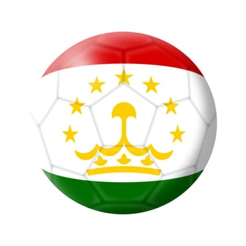 A Tajikistan soccer ball football 3d illustration isolated on white with clipping path red white green yellow crown stars