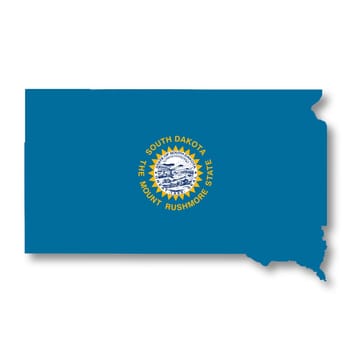 A South Dakota State Flag Map Illustration with clipping path