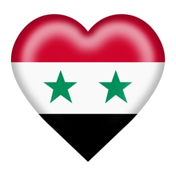A Syria flag heart button isolated on white with clipping path 3d illustration