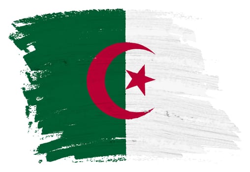 An Algeria flag background paint splash brushstroke 3d illustration with clipping path