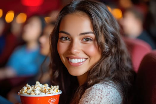 People watching the movie in the theater. AI generative.