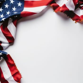 Clean white background with American flag for Patriot Day and space for text.