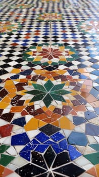 Colorful mosaic patterns inspired by Islamic art, ideal for decorating floors and walls.