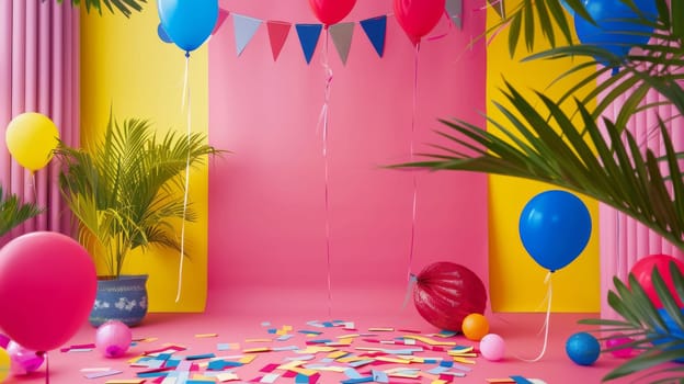 Colorful party scene with ample copy space for text or graphics