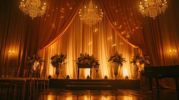 Contemporary abstract backdrop adding modern sophistication to the party scene