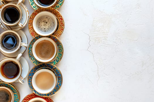 Copy space background featuring traditional Arabic coffee cups with space for your event details.