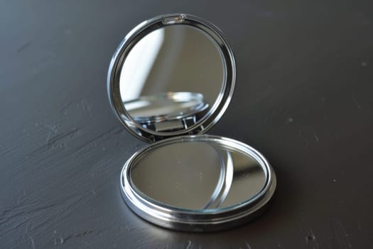 Compact mirror with a magnifying side for detailed application.