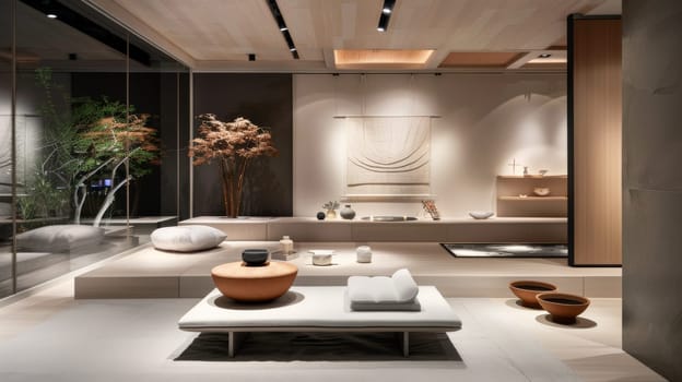 Copy space integrated seamlessly into the serene ambiance of wellness display
