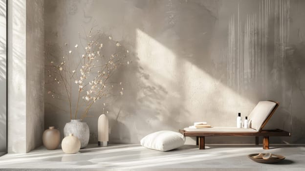 Copy space strategically incorporated into the aesthetic of beauty and wellness arrangement