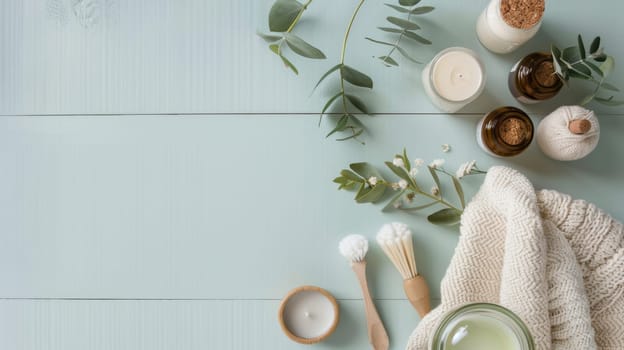 Copy space strategically positioned within the aesthetic of self-care arrangement