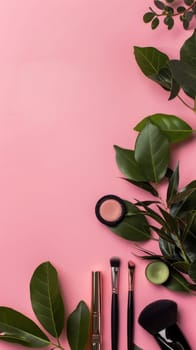 Copy space with minimalist makeup arrangement for beauty concept.