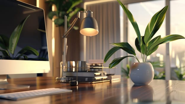 Corporate environment with contemporary business items.