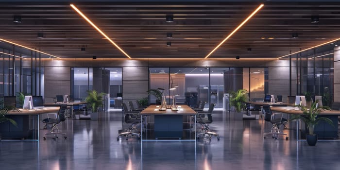 Corporate setup featuring a repetitive layout pattern.