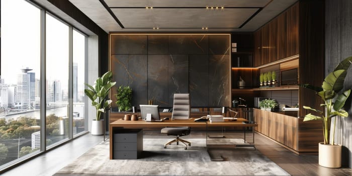 Corporate workspace designed with significant copy space.