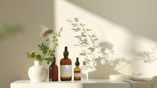 Copy-friendly display of holistic health essentials in a minimalist setting