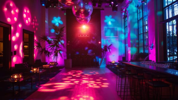 Dynamic party ambiance captured with available space for customized branding