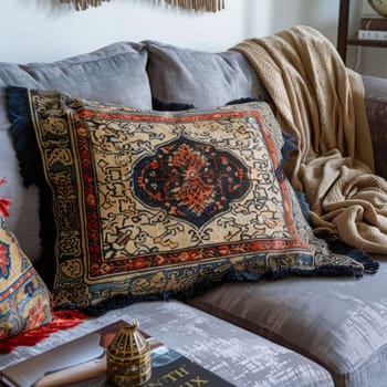 Decorative Islamic throw blankets with woven designs, adding warmth and texture to sofas or beds.